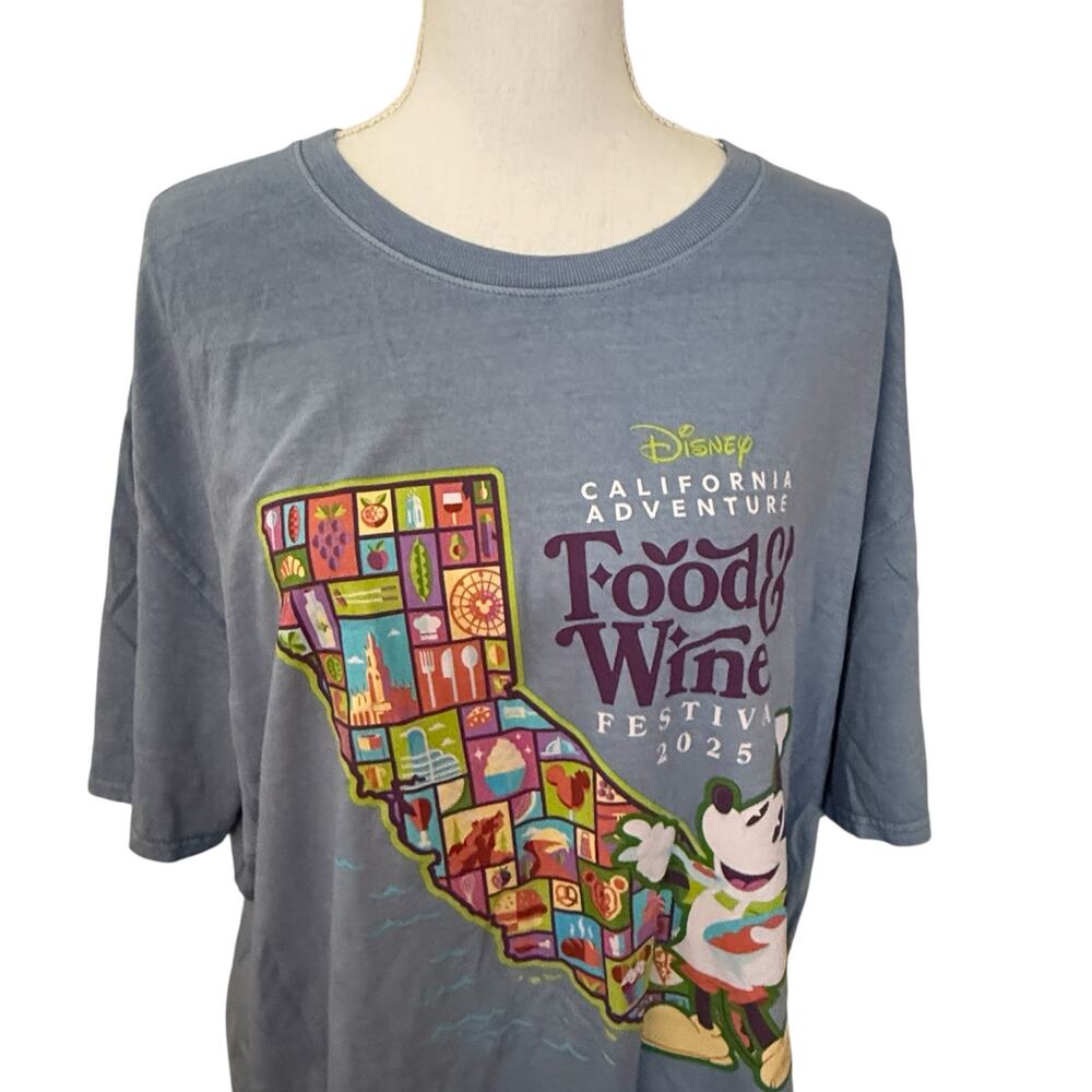 Disney DCA Food Wine Festival 2025 Blue T Shirt Mickey Graphic 3XL Oversized - Picture 6 of 6